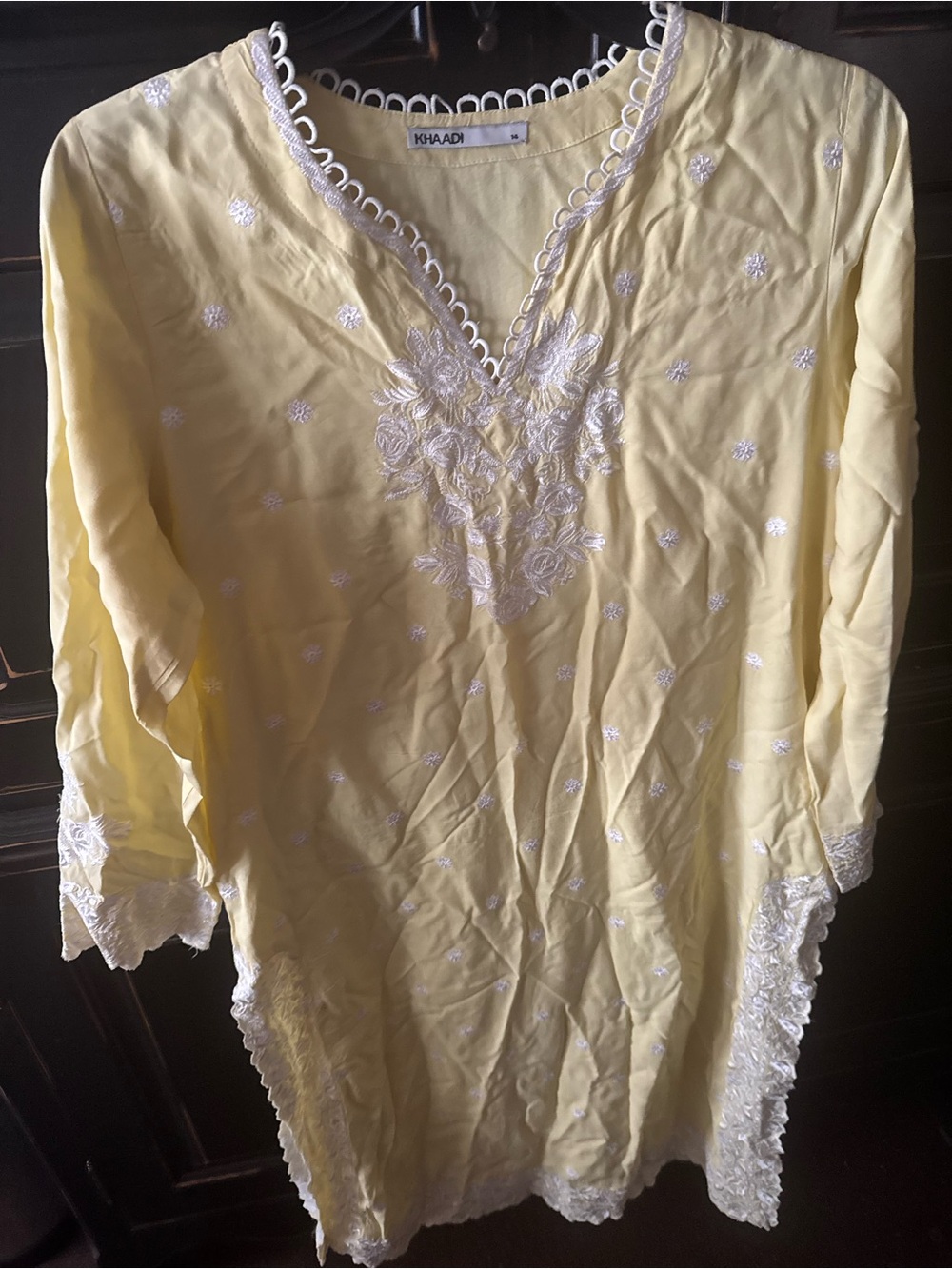 Khaadi Women's Yellow Embroidered Tunic Dress